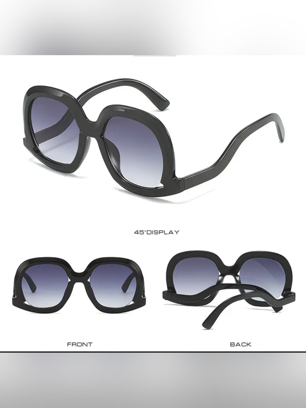 Women's Oversized Black Fashion Sunglasses - Picture 6 of 6